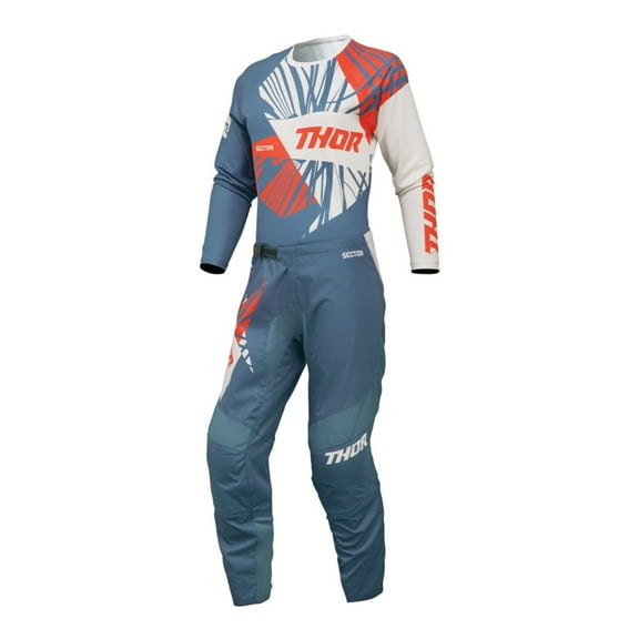 Thor 2024 Womens Sector Split Motocross Offroad Jersey Pant Combo Blue Steel/Vintage White (X-Small,3/4)