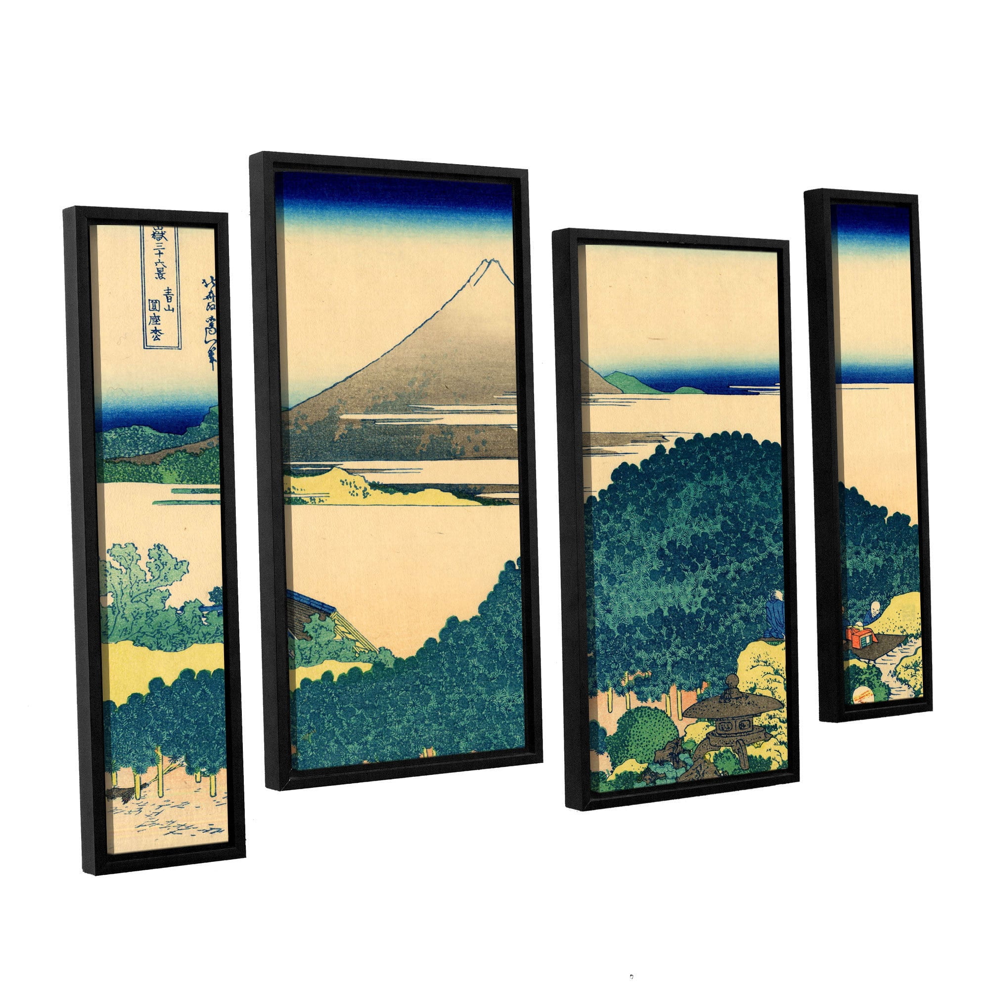 ArtWall Katsushika Hokusai "The Coast of Seven Leagues in Kamajura" 4-Piece Floater Framed Canvas Staggered Set