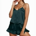 thumbnail image 3 of Womens Pajamas Sets Sexy Silk Satin Ruffled Shorts Sets Sleepwear Satin Shorts Set Womens Pjs Sets, 3 of 6