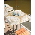 thumbnail image 2 of Outdoor Tablecloth with Umbrella Hole for Patio/Picnic/Party/Camping, Vintage Shell Brown Waterproof Table Cloth Square Cover Washable, Summer Ocean Coastal (54"x 54"), 2 of 9