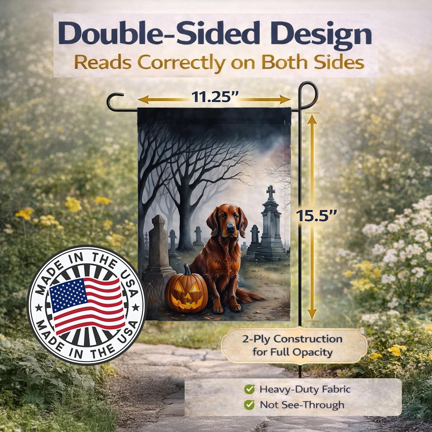 Irish Setter Spooky Halloween Garden Flag 11.25 in x 15.5 in