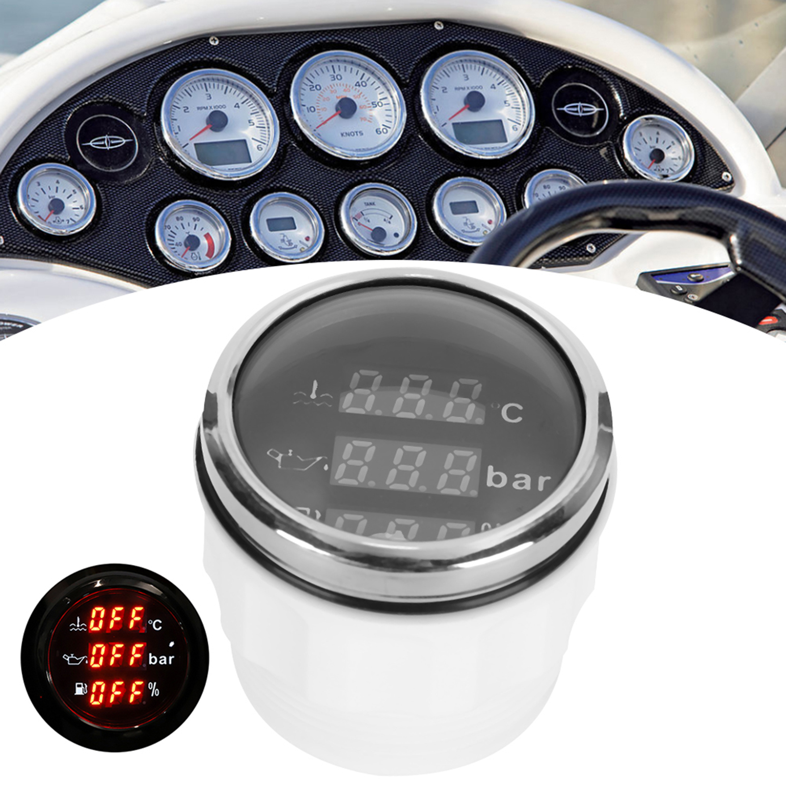 2in 3?In?1 Meter Cooling Water Temperature Oil Pressure Fuel Level