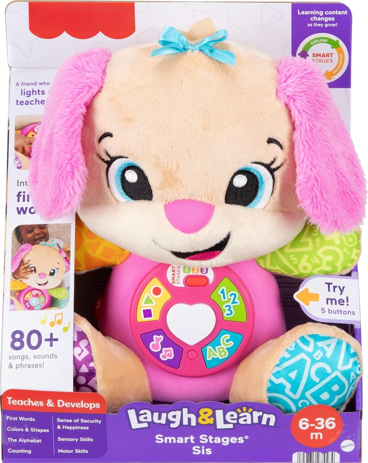 Baby Toy Laugh & Learn Smart Stages Puppy Musical Plush with Lights & Learning Songs for Infants Ages 6+ Months