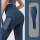 thumbnail image 2 of Pantalones de yoga de mujer con bolsillos laterales de malla y cintura alta - Elevación de glúteos color melocotón, tejido elástico - Leggings ajustados para deporte/fitness, 2 of 5