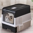 thumbnail image 2 of Cat Litter Box, Enclosed Removable Litter Boxs for Big Cats, Front Entry Top Exit Kitty Box Odor Control (Black), 2 of 12