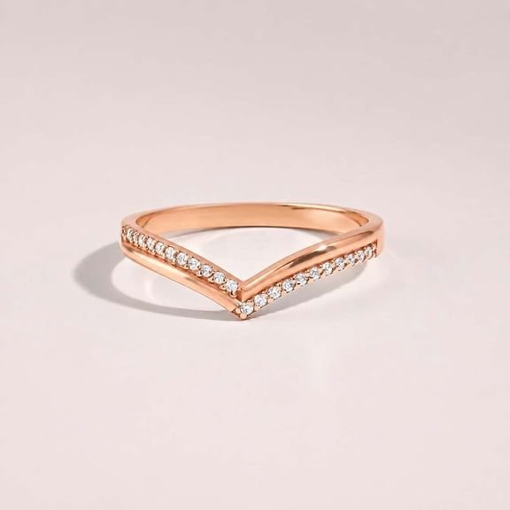 vylahjewellery Rose Gold Vermeil Chevron Wedding Band for Women, V Shaped Engagement Ring, Curved Stackable Engagement Ring, Anniversary Gift Ring