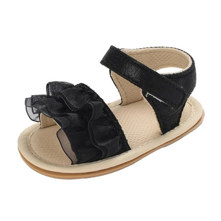 

Virmaxy Babys First Walkers (6-12m) Baby Summer New Toddler Sandals Outside Wear Non-Slip Breathable Sweat Proof Infant Sandals Black