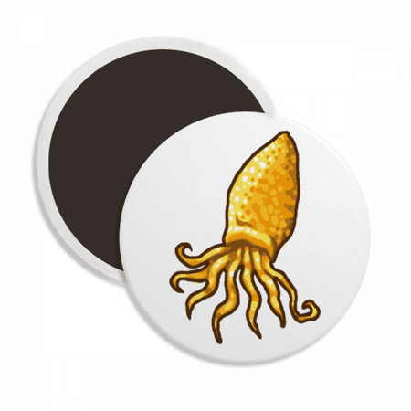 

Yellow Octopus Marine Life Pattern Round Ceracs Fridge Magnet Keepsake Decoration