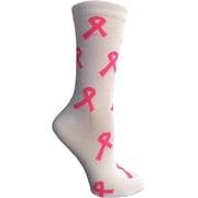 60 Pairs of Pink Ribbon Breast Cancer Awareness Ankle/Crew Socks for Women (Assorted (Crew))