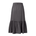 thumbnail image 6 of Yesfashion Girls Casual Button Front Ruffle Hem Elastic High Waist Long Swing Tiered Maxi Skirt, 6 of 8