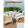 thumbnail image 6 of 54x80 Inch Outdoor Tablecloth with Umbrella Hole Zipper Rectangle Turquoise Gray Striped Rectangular Tablecloths Outside Waterproof Farmhouse Stripe Art Patio Table Cloth Cover for Picnic Party, 6 of 8