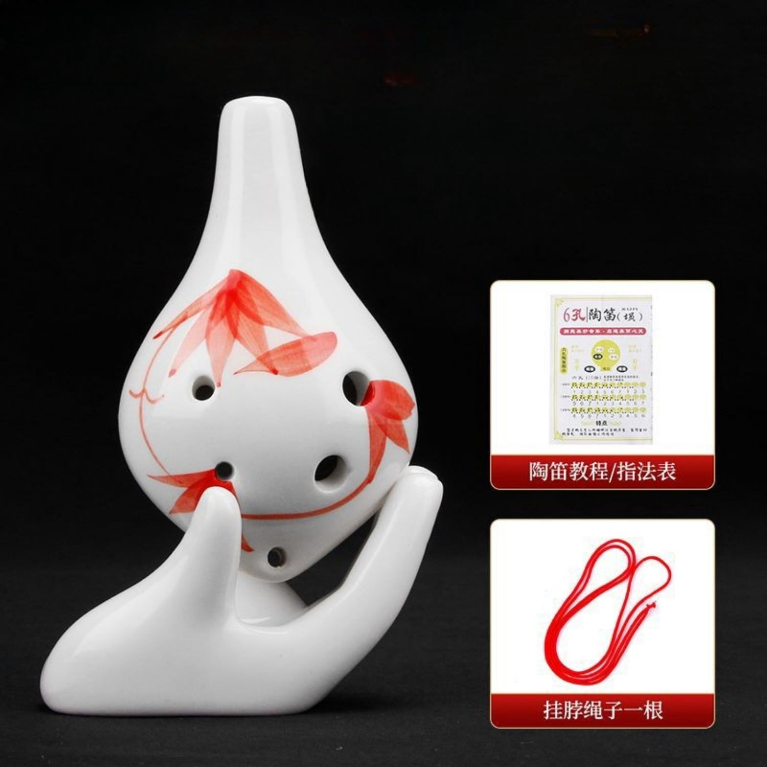 6 Hole Ceramic Ocarina Alto C Key Beginner Flute AC12 Chinese Style Wind Instrument for Practice Performance or Gift