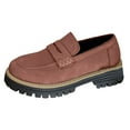 thumbnail image 3 of Gvdentm Women Sneakers Womens Loafers Shoes Platform Chunky Loafer Comfortable Slip On Work Office Business Casual Dress Shoes(Brown,6.5), 3 of 9