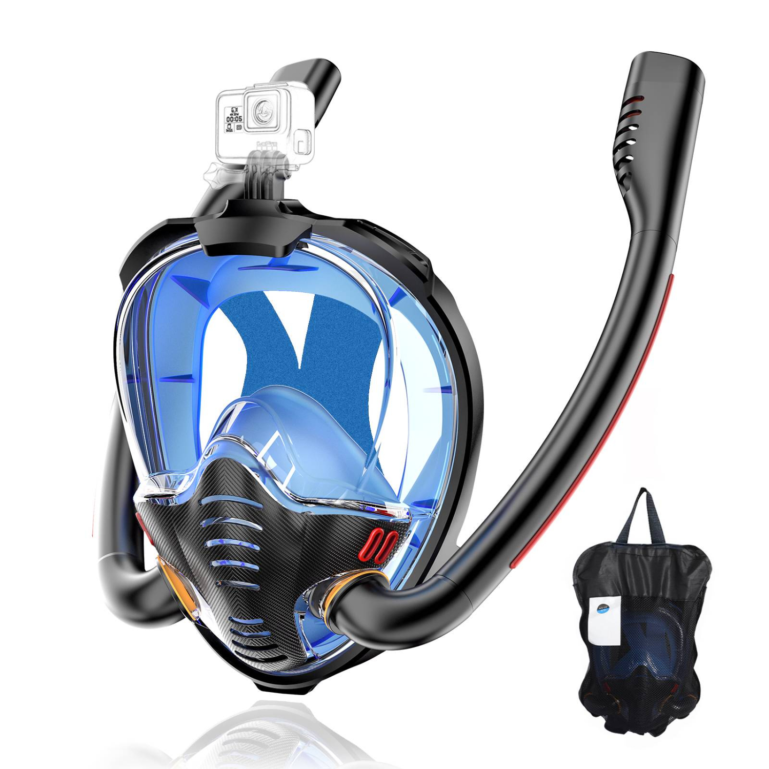 ZNGYXN Full Face Snorkel Mask 180° Panoramic HD View Anti-Leak Dry Top ...