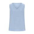 thumbnail image 5 of Nestiefly Cotton Linen Tank Tops for Women V Neck Causal Sleeveless Summer Gauze Linen Shirts Plus Size Camisole Summer 2026 Light Blue 2XL, 5 of 5