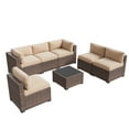 thumbnail image 4 of Aoxun 7 Piece Patio Furniture Set Wicker Rattan Patio Conversation Set Outdoor Sectional Sofa Set with Coffee Table and 4” Thickened Cushions, Beige(Waterproof Cover Included), 4 of 7