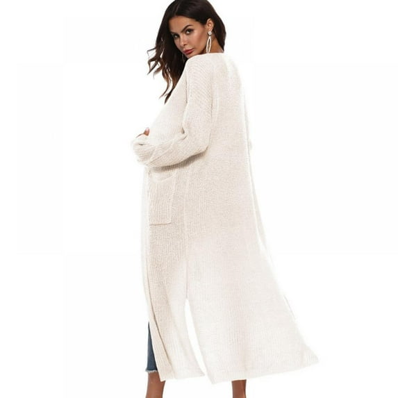 Womens Casual Cozy Knit Open Front Long Sleeve Long Knit Cardigan Sweater