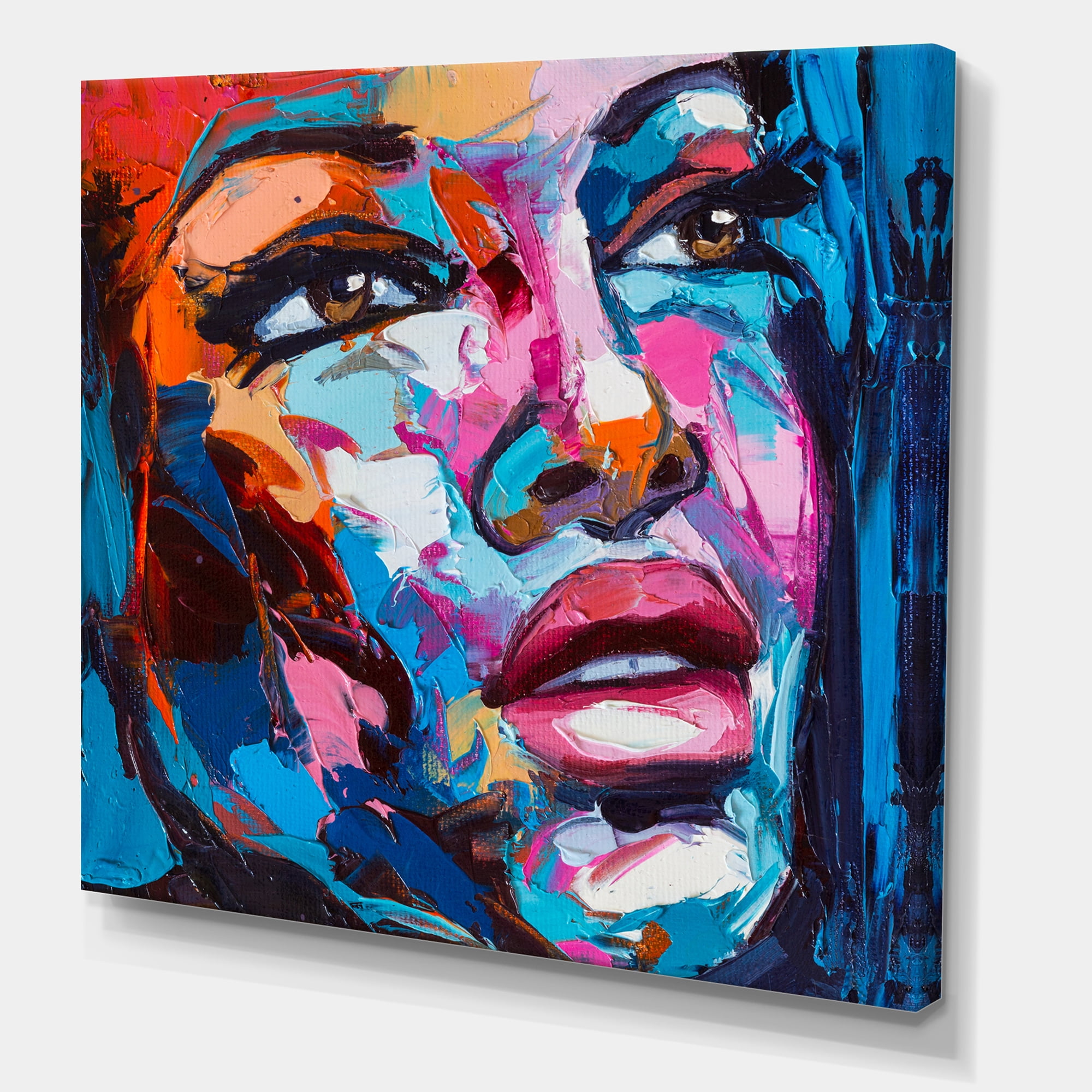 Abstract Colorful Fantasy Portrait Of A Young Woman III 30 in x 30 in Painting Canvas Art Print, by Designart