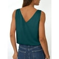 thumbnail image 4 of Women Silk Satin Tank Top V Neck Summer Sleeveless Shirt Business Casual Dressy Outfit Vacation Clothes Dark Green L, 4 of 6