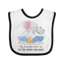 Inktastic My Grandpa Loves Me to the Moon and Back Elephant Family Boys or Girls Baby Bib