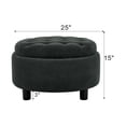 thumbnail image 6 of S-HOME Modern Tufted Fabric 25 Inch Round Storage Ottoman Coffee Table with Tray, Multifunctional Design for Living Room or Bedroom Use, Dark Grey, 6 of 11