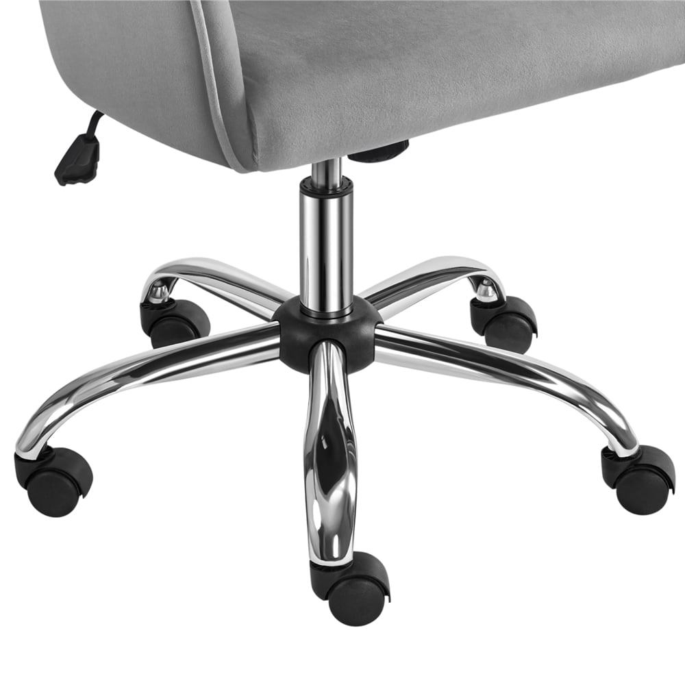 Alden Designs Velvet Mid-Back Task Chair with Armrests, Light Gray