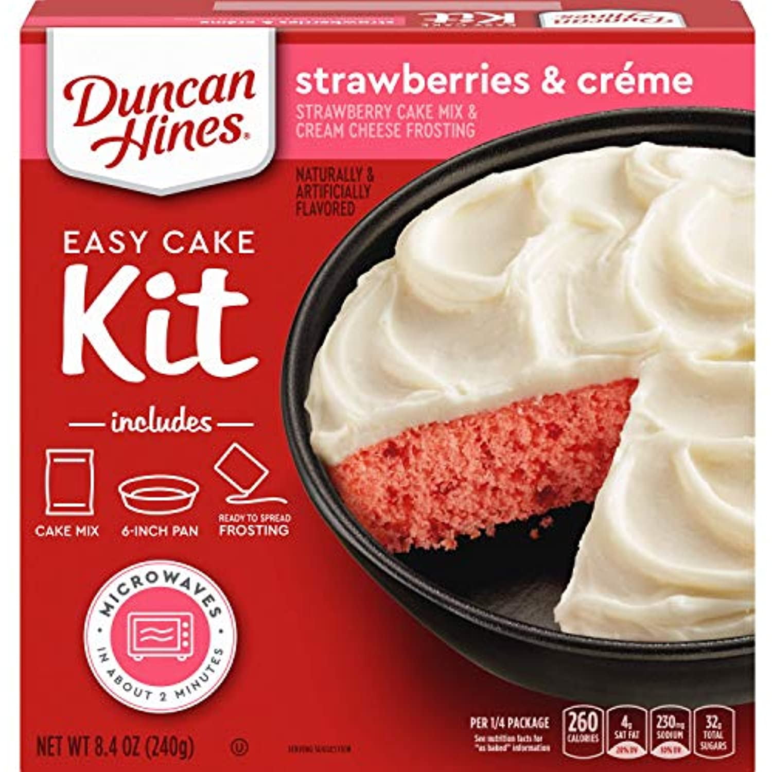 Duncan Hines Easy Cake Kit Strawberries & Creme Cake Mix, 8.4 Oz