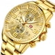 thumbnail image 2 of Reloj dorado con esfera grande para hombre, reloj con luz nocturna, resistente al agua, con tira de acero para hombre, 2 of 5