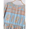 thumbnail image 4 of Boho Vintage Women Long Sleeve Floral Print Tie Neck Beach Bohemian Maxi Dress Ladies Rayon Cotton Summer Sundress Robe, 4 of 6