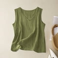 thumbnail image 2 of Brnmxoke Womens Linen Crop Tank Dressy Tank Tops Cotton Linen Gauze Shirts Sleeveless Summer Tunic Top Loose Fit Casual Blouses Army Green,L, 2 of 5