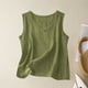 thumbnail image 2 of Auralook Cotton Linen Tank Tops for Women Solid Casual Summer Gauze Shirt Basic Sleeveless V Neck Loose Vest Beach Vacation Clothes, 2 of 5
