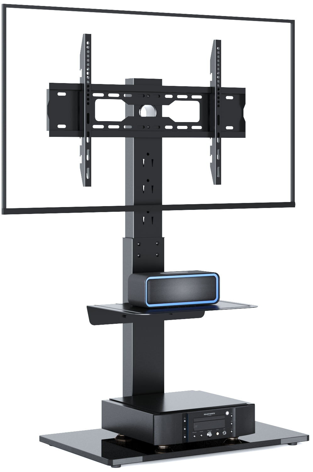 YOMT Metal Floor TV Stand for TVs up to 65, Black