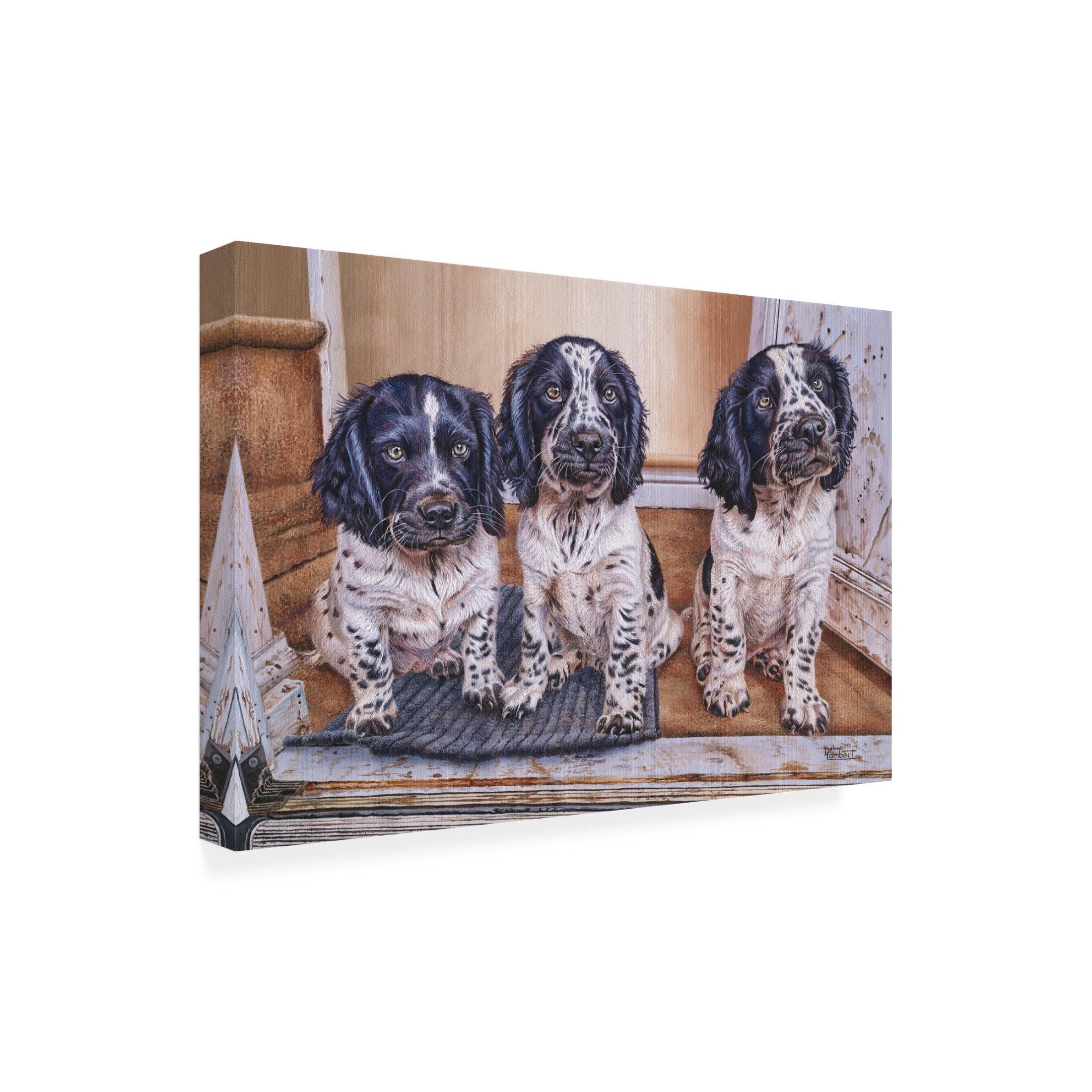 Canvas Wall Art - Delene Lambert 'Delene Puppies' Wall Art for Living Room, Bedroom, or Office Décor by Trademark Fine Art - 32 x 22 Inches