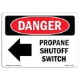 thumbnail image 1 of SignMission OS-DS-A-1218-L-2255 12 x 18 in. OSHA Danger Sign - Propane Shutoff Switch Left Arrow, 1 of 1
