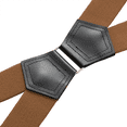 thumbnail image 3 of Buyless Fashion Suspenders for Men - 48" Elastic Adjustable Straps 1 1/4" - X Shape - 5134-Camel, 3 of 6