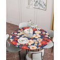 thumbnail image 3 of Round Fitted Tablecloth with Elastic Edge - Retro Patriotic Floral Table Cloth for 45"-52" Circle Tables,Waterproof Oil-Proof Table Cover for Outdoor Picnic Party Events, Independence Day Flowers, 3 of 6