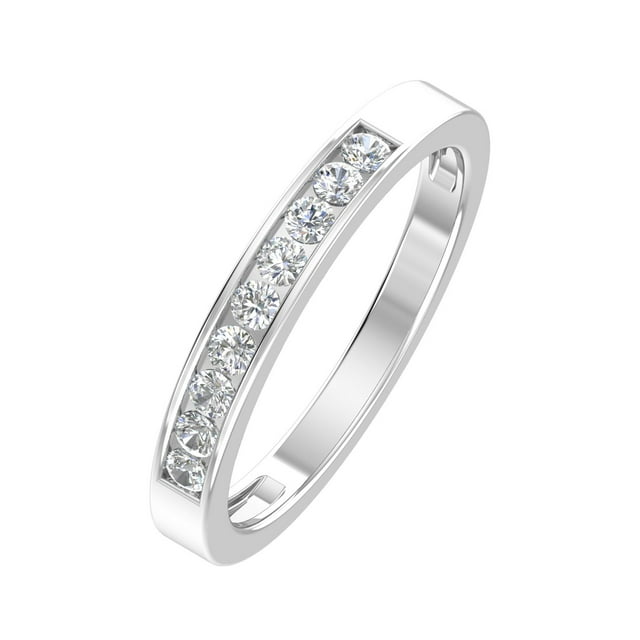Alliance de Mariage à Canaux 1/4 Ctw en Or Blanc 10 K Diamond