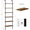 Ladder Shelf, 87 Inches Wall Mounted Ladder Bookshelf with Metal Frame