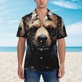 thumbnail image 2 of Balery Urban Bear With Headphones Camisas hawaianas de manga corta para hombre, camisas playeras de corte holgado, camisas de vacaciones con botones,Small, 2 of 7