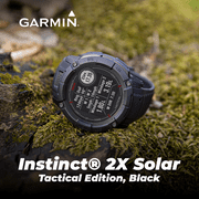 Garmin Instinct 2X Solar - Tactical Edition, Rugged GPS Smartwatch, Built-In Flashlight, Ballistics Calculator, Solar Charging Capability, Black