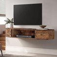 Floating TV Stand with Wall Mounted TV with Door Media Console