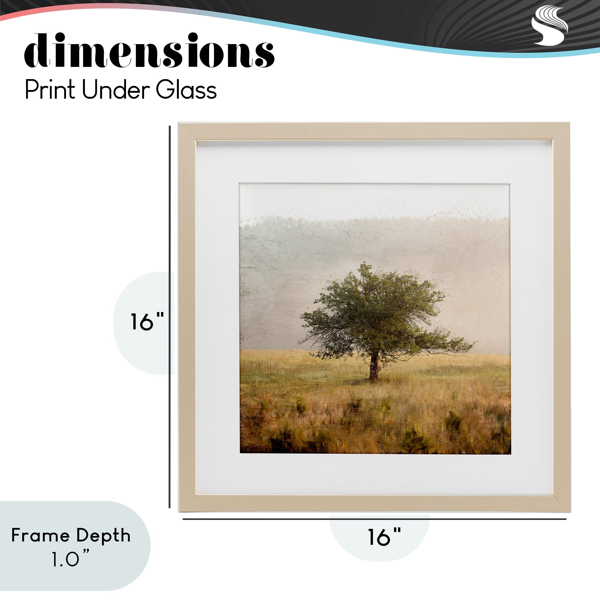 Stupell Industries Tree Alone in Golden Field Birch Framed Print Under Glass, design by Anne Bailey