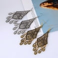 thumbnail image 4 of Grandest Birch Vintage Women Chandelier Eardrops Hollow Leaves Tassels Dangle Hook Earrings Alloy Black, 4 of 5