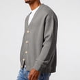thumbnail image 5 of Havenx Men's Long-Sleeve Cardigan Sweater Waffle Knit Button Down Cardigan V Neck Textured Open Front Cardigans Lightweight Casual Cozy Loose Shirt,Gray 5XL, 5 of 6