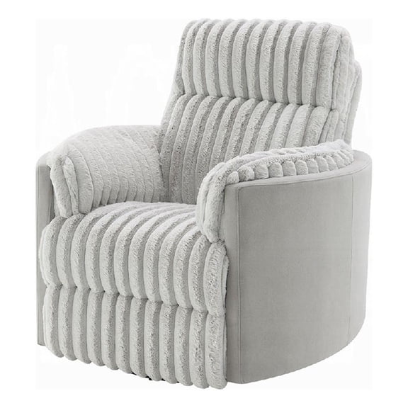 Benjara Watsy Manual Glider Recliner Swivel Chair- Modern Gray Corduroy