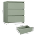 thumbnail image 3 of Nightstand Set of 2 White, 3 Drawer Bedside Tables, Green Sofa Side Table with Cut-Out Handles, Bedroom Nightstands for Storage, 3 of 7