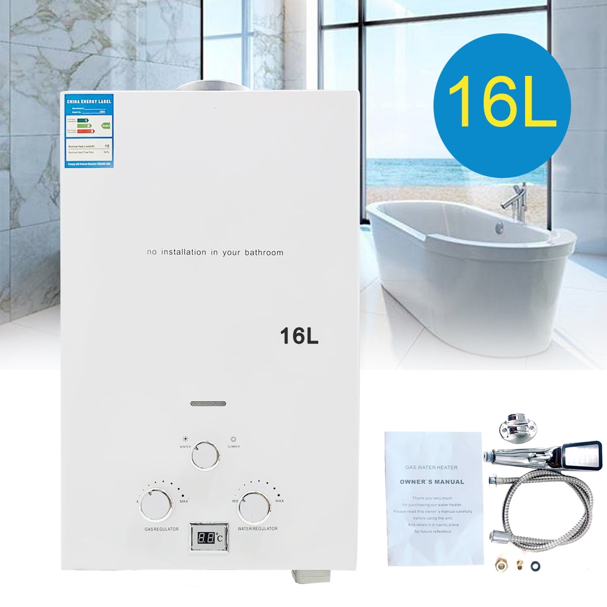 NICCOO Instant Gas Hot Water System 16L LPG Propane Gas Water Heater