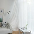 thumbnail image 4 of (Clearance) pdqouc Navy Sheer Curtains 55x102 Inches Length 2 Panels Set, Sheer White Curtains Light Filtering Rod Pocket Window Sheer Curtain Panels, Elegant Curtains & Drapes for Bedroom, 4 of 9