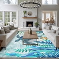 thumbnail image 3 of Summer Teal Large Area Rugs 8x10 ft Sea Turtle Seaweed Nautical Marine Life Blue Washable Rug Non Slip Indoor Carpet Absorbent Floor Mat for Living Room Bedroom Dining Room, 3 of 9