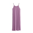 thumbnail image 3 of Asxite Plus Size Womens Pajamas Loose Spaghetti Strap Crew Neck Solid Short Sleep Dress, 3 of 7